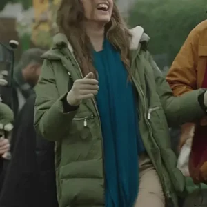 Ashley Newbrough Saving Christmas Spirit Green Hooded Jacket