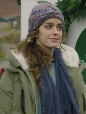 Ashley Newbrough Saving Christmas Spirit Green Hooded Jacket