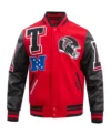 Atlanta Falcons Red and Black Varsity Wool Jacket with Leather Sleeves