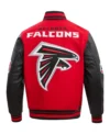 Atlanta Falcons Red and Black Varsity Wool Jacket with Leather Sleeves Back