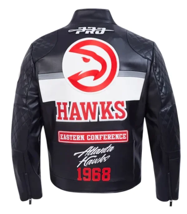 Atlanta Hawks Unisex Moto Black Leather Jacket