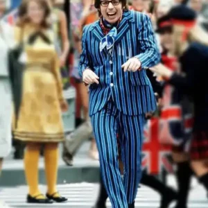 Austin Powers Blue Striped Plaid Suit Front