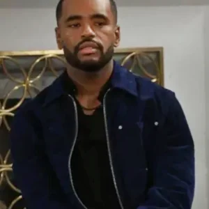 Beyond the Gates Sean Freeman Blue Suede Leather Jacket Front