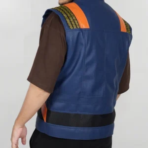 Black Panther Erik Killmonger Blue Leather Vest Front