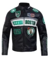 Boston Celtics Black Moto Leather Jacket Side