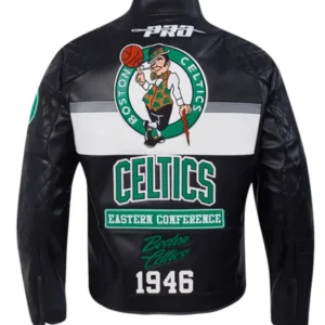 Boston Celtics Black Moto Leather Jacket