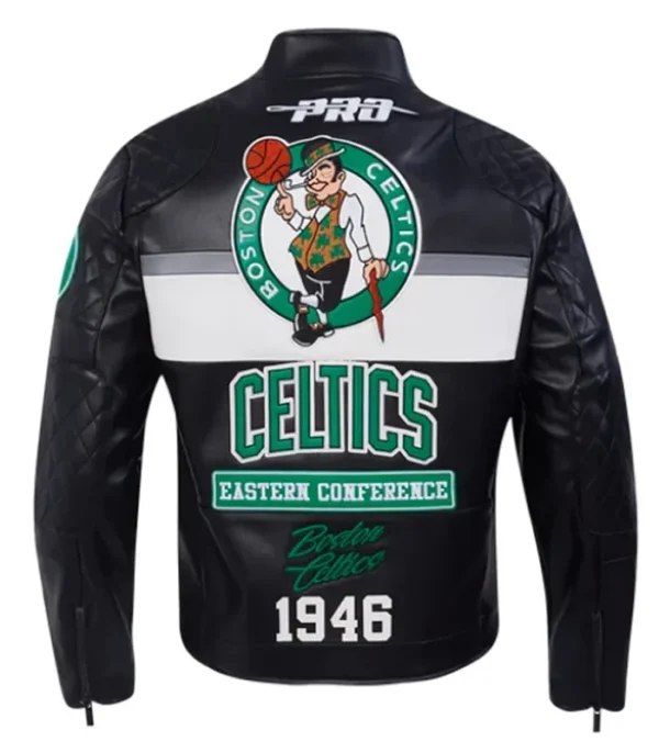 Boston Celtics Black Moto Leather Jacket