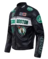 Boston Celtics Black Moto Leather Jacket Back