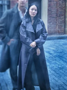 Bridgerton S04 Yerin Ha Leather Trench Coat Side