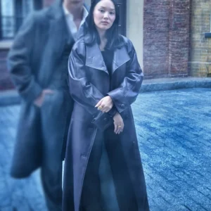 Bridgerton S04 Yerin Ha Leather Trench Coat Side