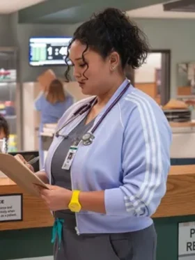 Brilliant Minds S02 Aury Krebs Blue Striped Jacket