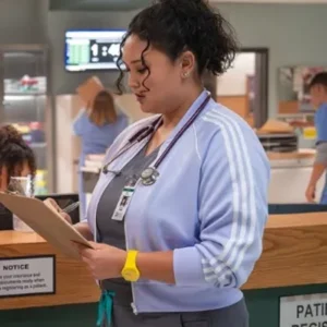 Brilliant Minds S02 Aury Krebs Blue Striped Jacket