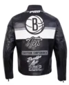 Brooklyn Nets Moto Black Leather Jacket