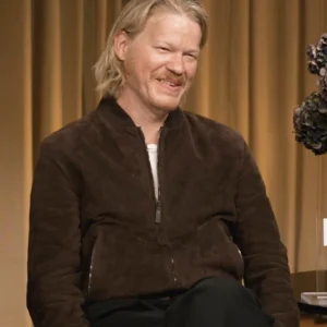 Bugonia Jesse Plemons Brown Suede Jacket Side