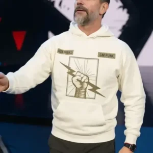 CM Punk Beige Hoodie Front Look