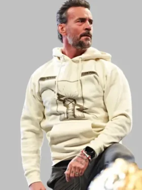 CM Punk Beige Hoodie Front Look