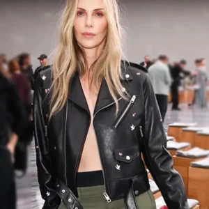 Charlize Theron Fashion Show Leather Jacket