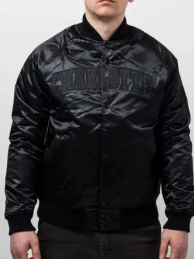 Charlotte Hornets Black Satin Jacket Side