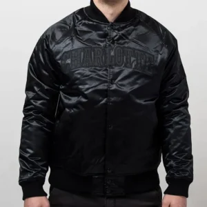 Charlotte Hornets Black Satin Jacket Side