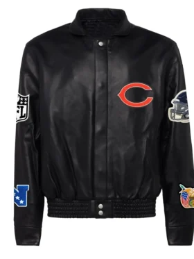 Chicago Bears Black Leather Jacket Back