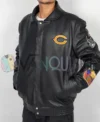 Chicago Bears Black Leather Jacket left