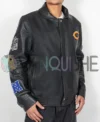 Chicago Bears Black Leather Jacket right