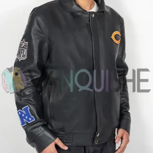 Chicago Bears Black Leather Jacket right