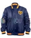 Chicago Bears Double Down Navy Satin Jacket front
