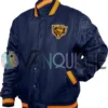 Chicago Bears Double Down Navy Satin Jacket left