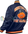 Chicago Bears Double Down Navy Satin Jacket left back