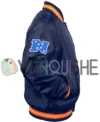 Chicago Bears Double Down Navy Satin Jacket right