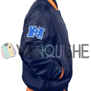 Chicago Bears Double Down Navy Satin Jacket right