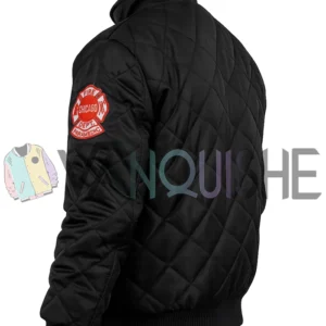 Chicago Fire S10 Kara Killmer Puffer Quilted Jacket left back