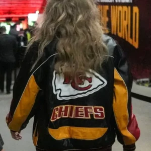 Chiefs Bucs Game Taylor Swift Jacket Back Look