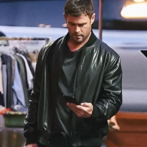 Crime 101 Chris Hemsworth Bomber Leather Jacket