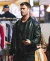 Crime 101 Chris Hemsworth Black Bomber Leather Jacket