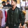 Crime 101 Chris Hemsworth Bomber Leather Jacket Front