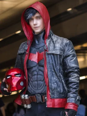 DC Comic Red Hood Leather Jacket Front