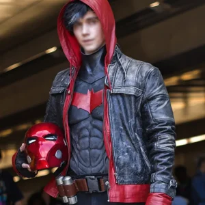 DC Comic Red Hood Leather Jacket Front