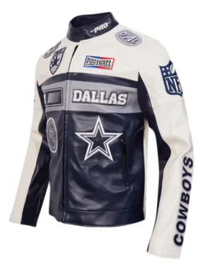 Dallas Cowboys Moto Leather Jacket Back