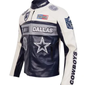Dallas Cowboys Moto Leather Jacket Back