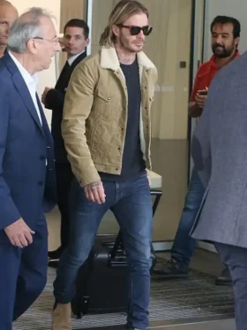 David Beckham Corduroy Jacket With Fur Collar