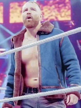 Dean Ambrose Blue Shearling Jacket Side