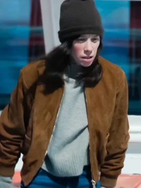 Dept. Q S01 Chloe Pirrie Brown Bomber Jacket Front