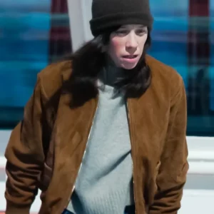 Dept. Q S01 Chloe Pirrie Brown Bomber Jacket Front