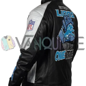 Detroit Lions Genuine Leather Jacket left back