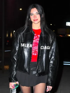 Dua Lipa Balenciaga Black Jacket Front