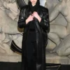 Dua Lipa Paris Fashion Week Black Long Leather Coat