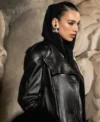 Dua Lipa Paris Fashion Week Black Long Leather Coat