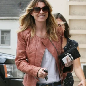Ellen Pompeo Brown Leather Jacket